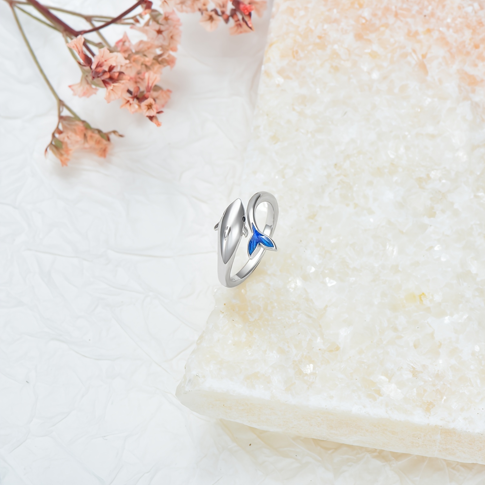 925 Sterling Silver Adjustable Dolphin Ring for Women